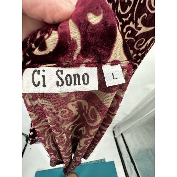 Ci Sono Size‎ M/L Crush Velvet  Burgundy Attached  Jacket Formal Holiday Dress - Picture 6 of 11